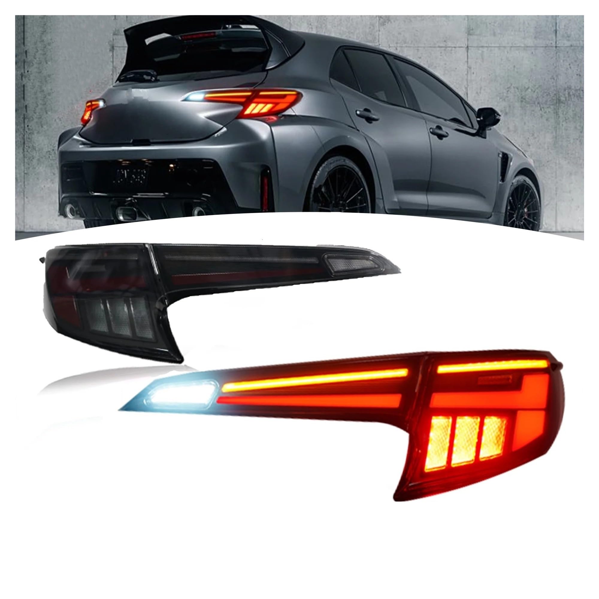 Pilotos Traseros coche 1 Par Luces Traseras LED Para Toyota Para Corolla Hatchback GR 2019-2024(Red lens)