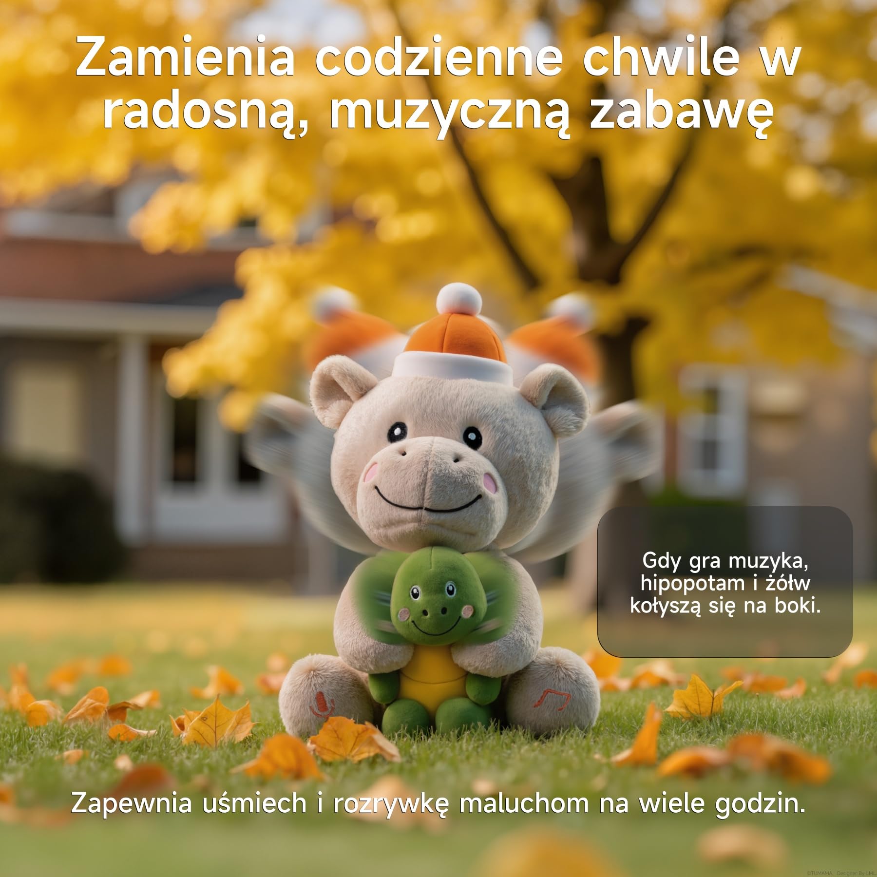 Interaktywny Pluszak, Hipopotam i Żółw Śpiewający i Mówiący, Elektroniczna Pluszowa Zabawka, Pluszowe Zwierzątko, Prezent dla Niemowląt i Dzieci | Mimicking Twisting, Singing, Record & Repeating What You Say, Baby Pet Companion Toys
