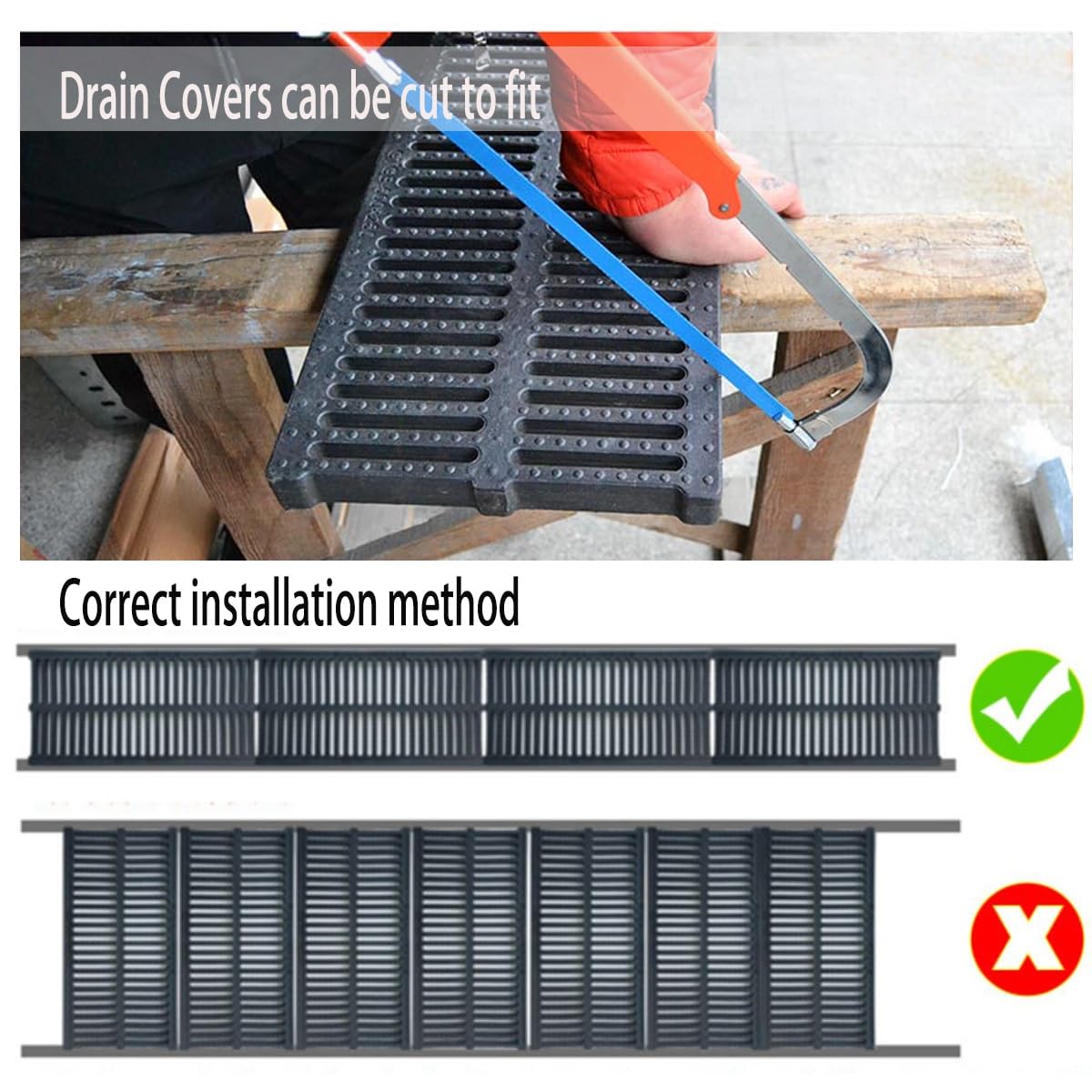 Generico Griglia in Resina Composita, Ritagliabile E Antiscivolo | Drenaggio Altamente Efficiente, Anti-intasamento, Adatto Sia Per Terrazze Che Per Uso Esterno (50x20x3cm (19.7x7.9x1.18in))