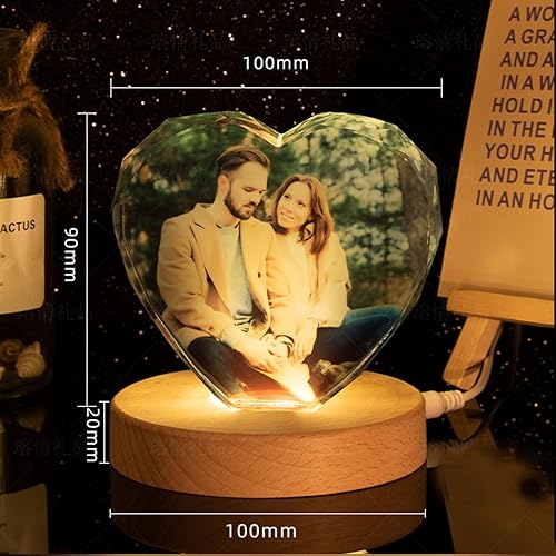 Miniatura 7 de Marco de cristal con forma de amor personalizado con foto personalizada, regalo personalizado para seres queridos, aniversario de boda, decoración
