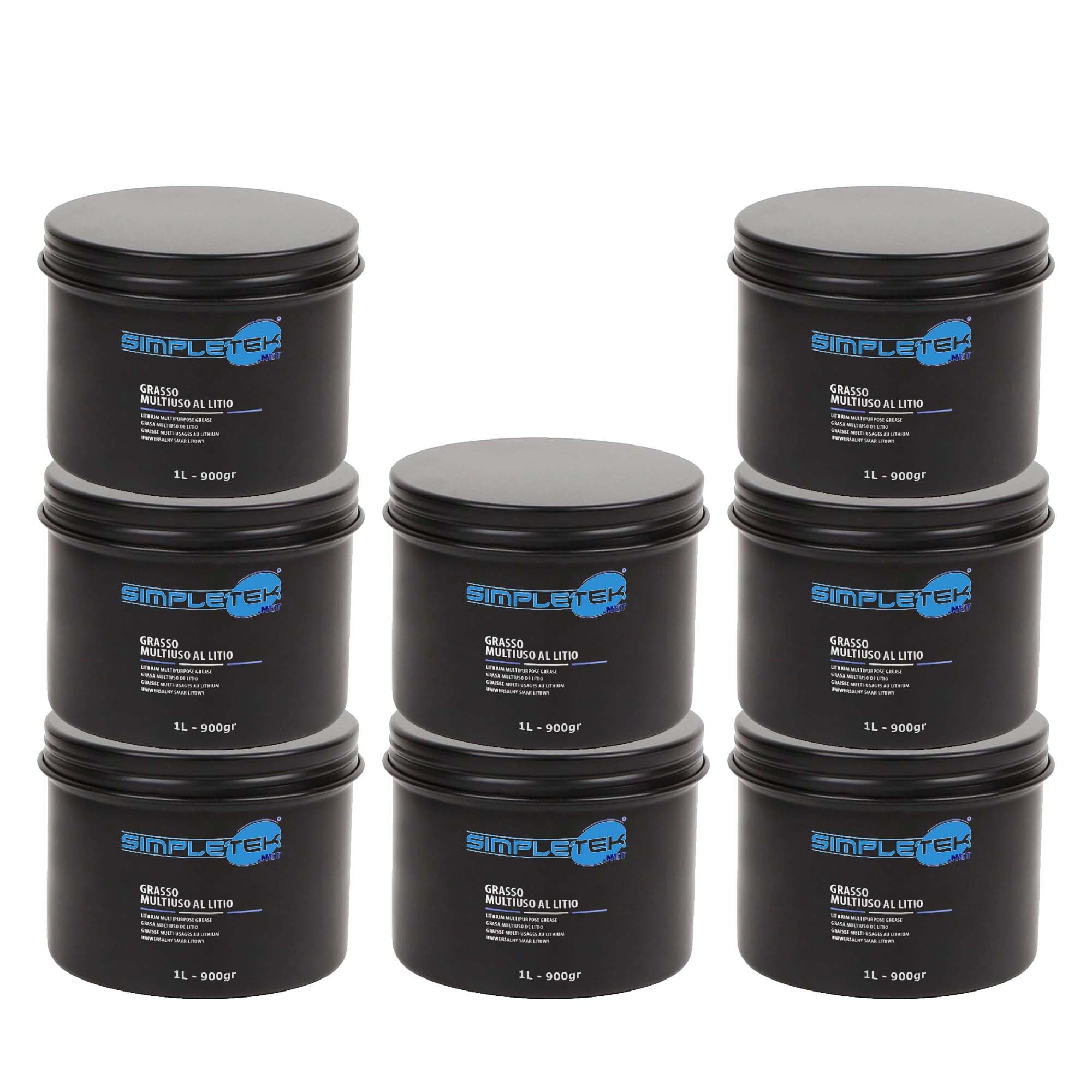 SIMPLETEK - 8x Grasso Universale al Litio Barattolo 1L 900g Lubrificante | Grasso al litio
