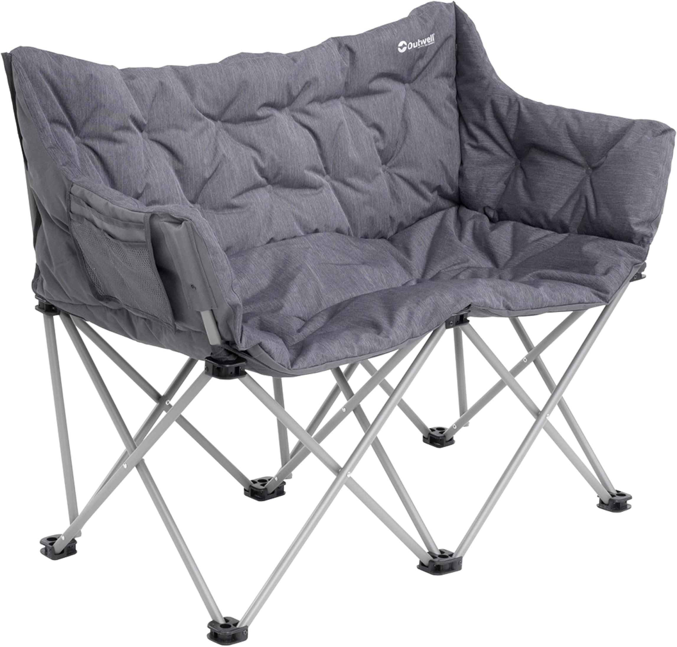 Outwell Sardis Lake Folding Camping Sofa Chair – Padded Double Outdoor Chair with Steel Frame, Carry Bag & Storage Pocket - For Camping, Garden, Outdoors, Sports (Sofa)