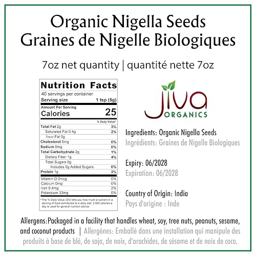 Miniatura 2 de Jiva, Kalonji orgánico USDA (semilla negra, neguilla, comino negro); 7 oz