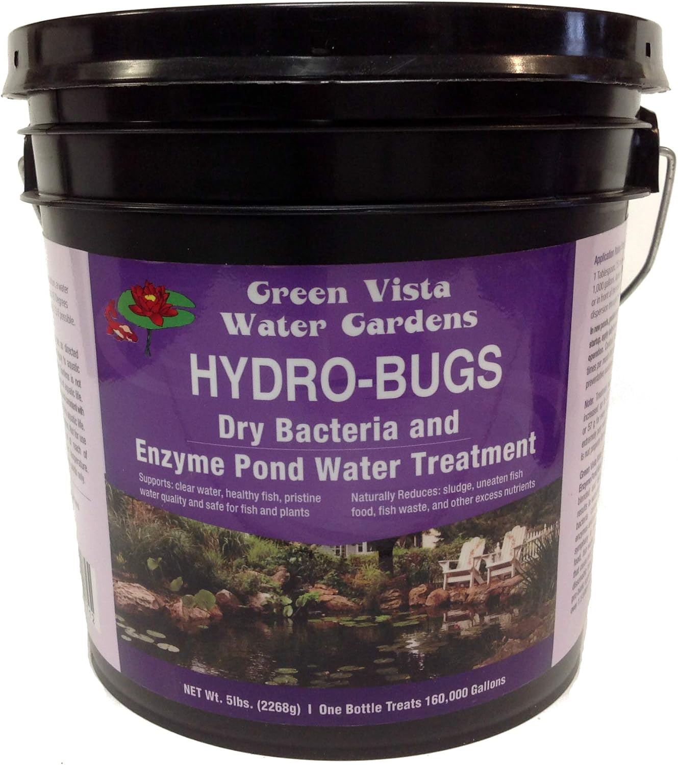 Green Vista Hydro-Bugs Dry Beneficial Bacteria - 5 Pounds - Pond Clarifier - Probiotic Treatment - Reduces Sludge, Fish Waste, Uneaten Food - Improves Water Quality and Clarity