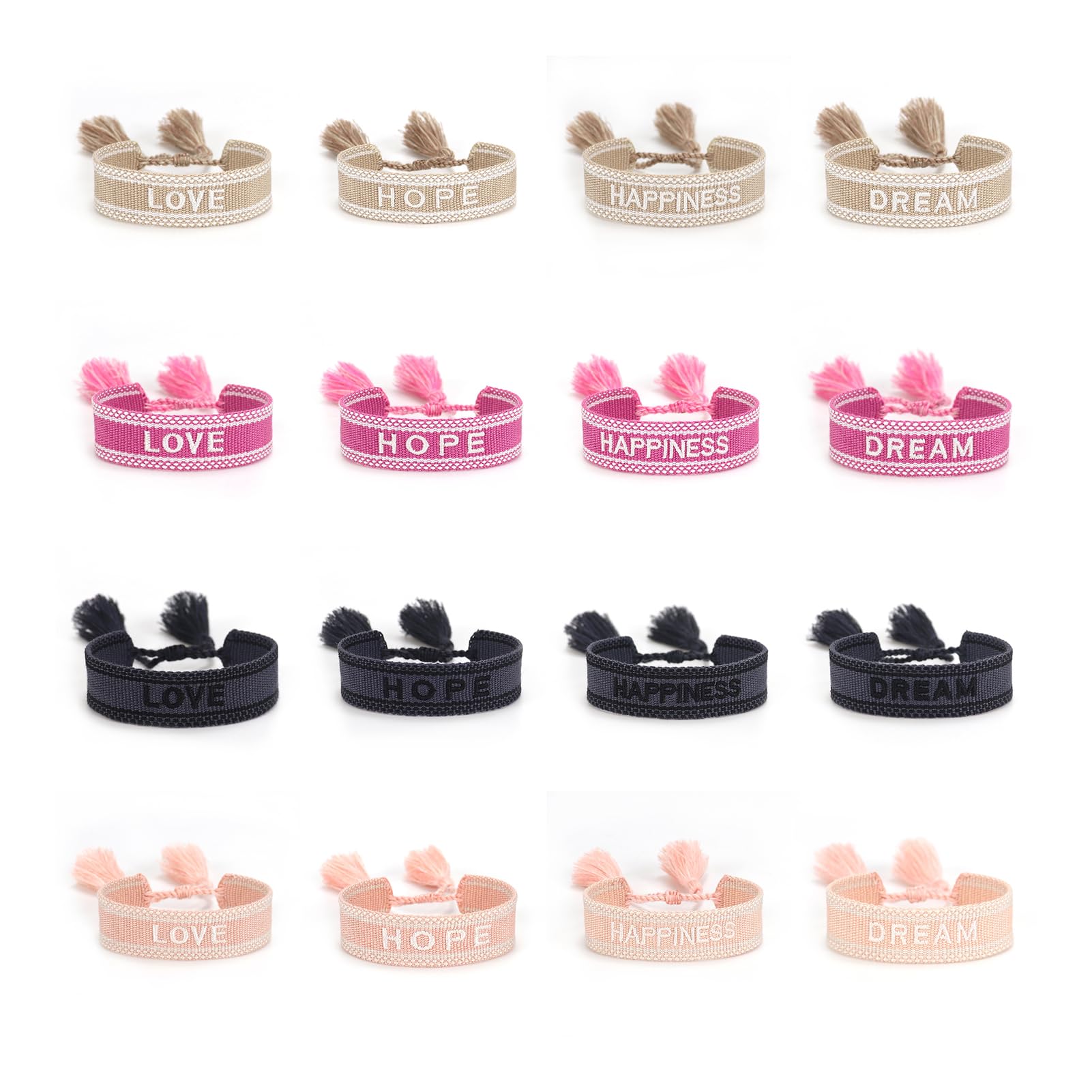 Bracciali in corda regolabile con nappe intrecciate per dichiarazione di moda chic blocco manuale bordo poliestere braccialetto intrecciato a mano kaki amore
