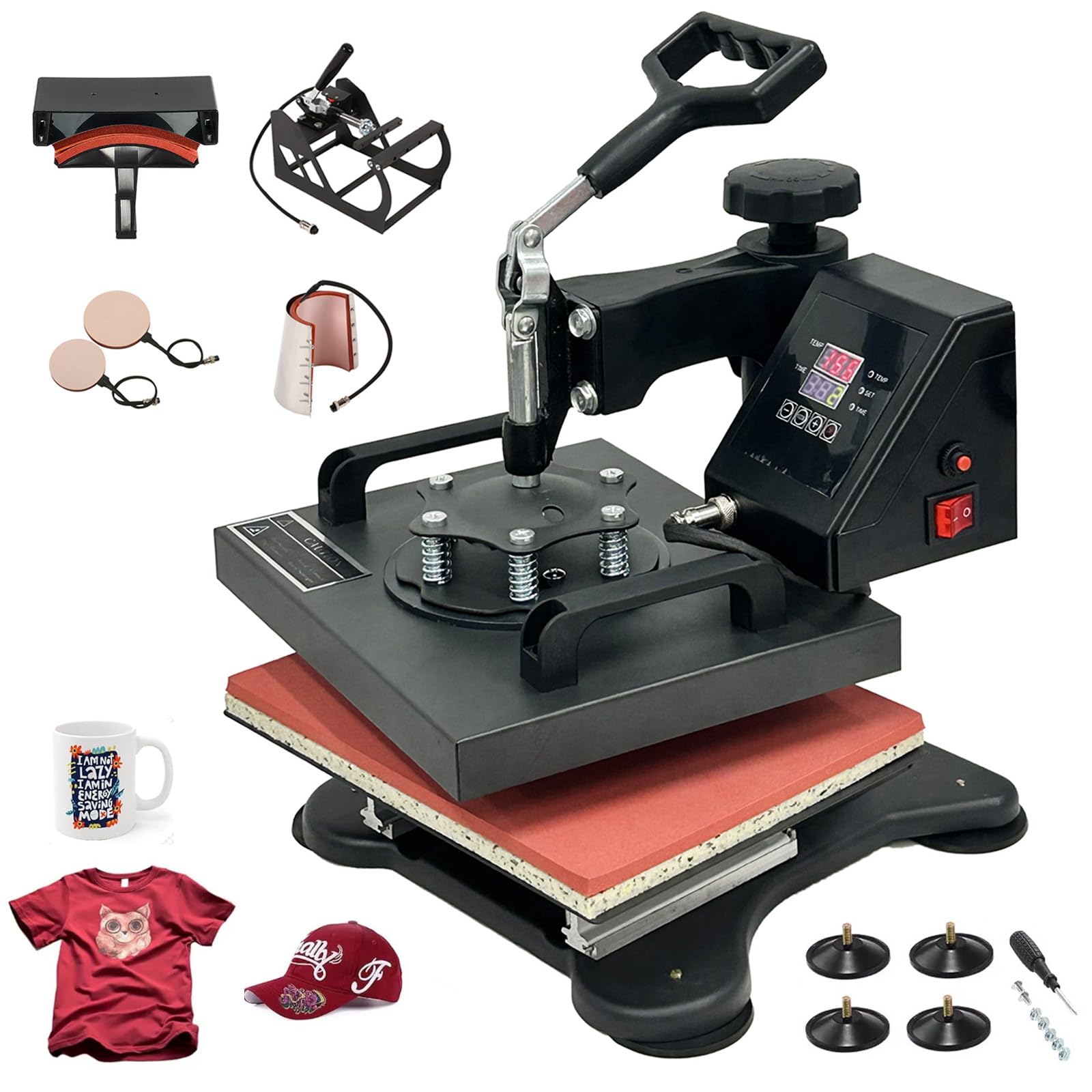 Presse à chaud 5 en 1 de 25x30 cm pour la sublimation de t-shirts et mugs