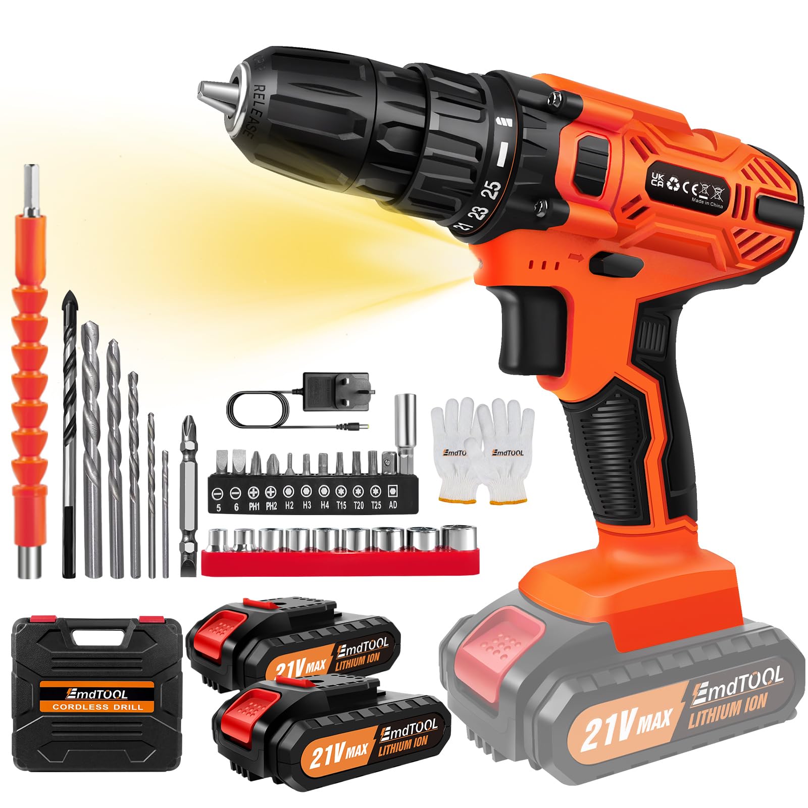 Trapano avvitatore a batteria Combi Trapani elettrici Worklight w/2pcs batterie agli ioni di litio