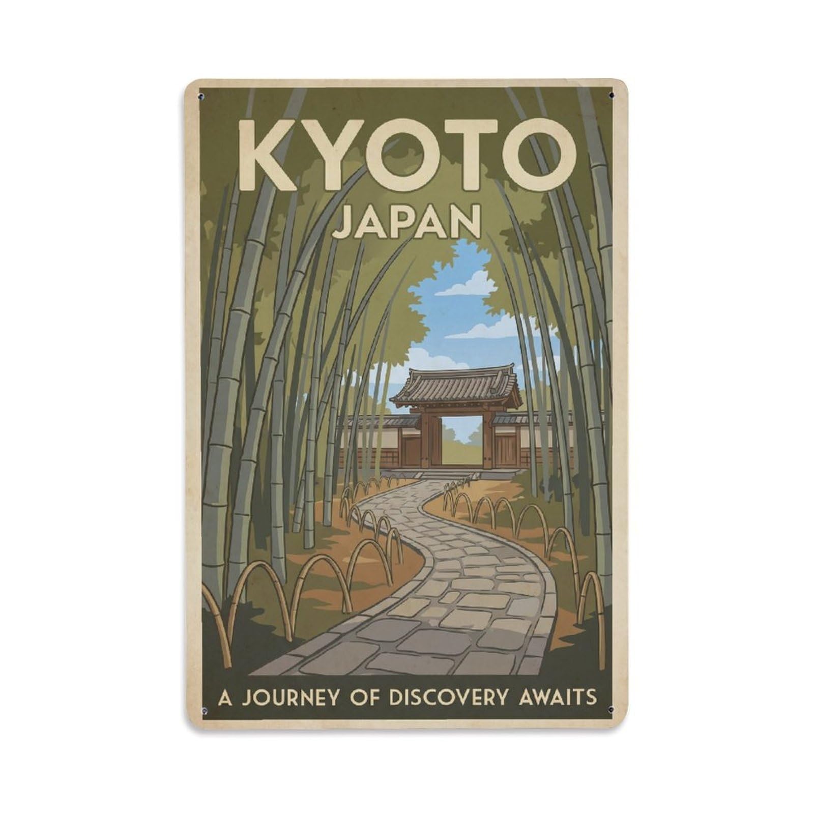 Gead 8X12inch Style Vintage Travel Kyoto Japan Pathway Metal Tin Sign