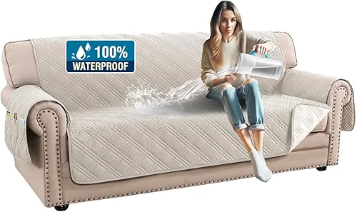 H.VERSAILTEX Fundas de sofá 100% impermeables para mascotas, fundas modernas para sofássofás, funda gruesa y suave para sofá (sofá, roble