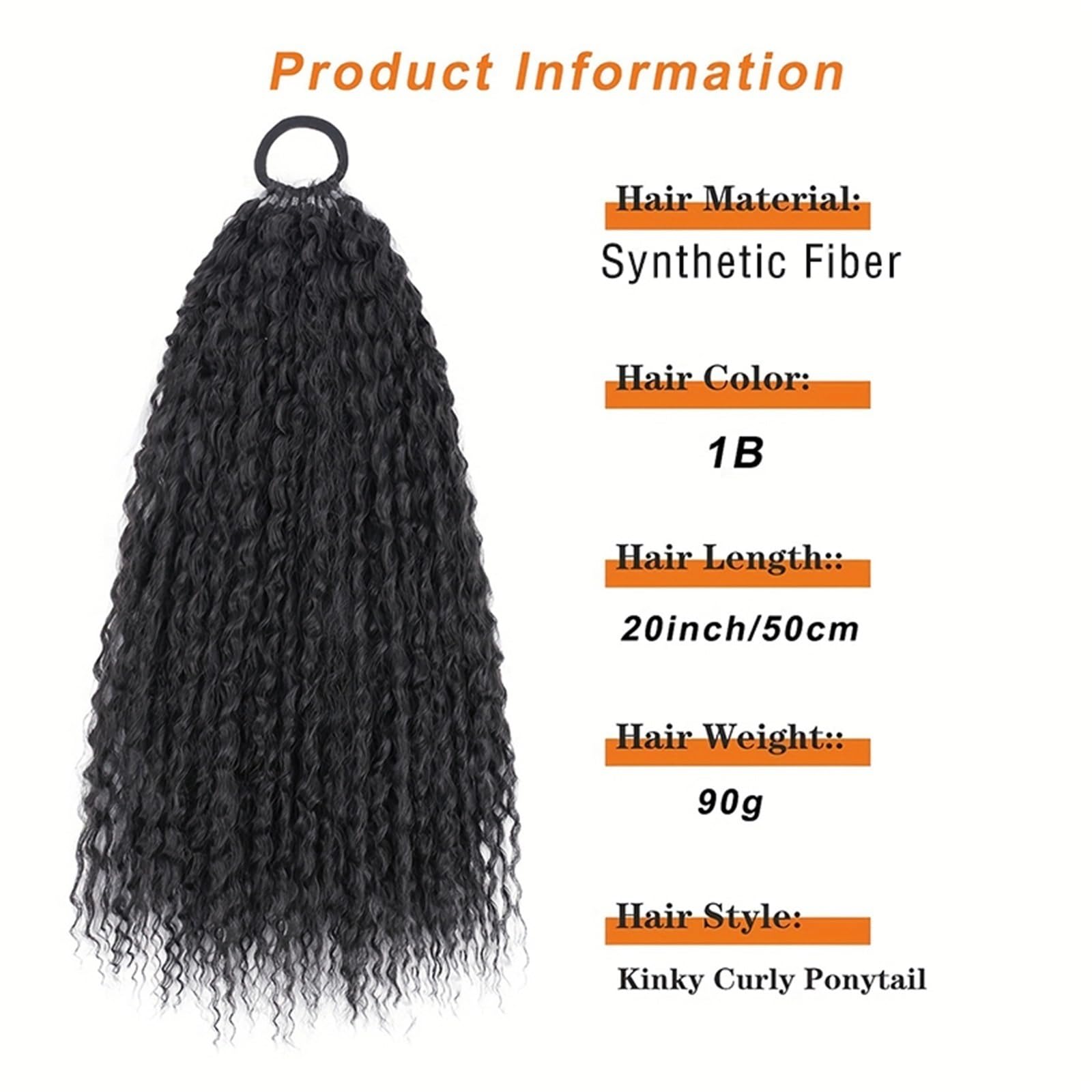 Naturalny Syntetyczne warkoczyki afro kręcone, koński ogon, kręcone włosy, przedłużki do kucyka, 10 pasm, DIY, warkocz kucyk Idealny wygląd(8)
