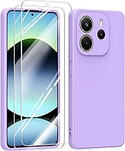MIKULLE Silicone Coque pour Xiaomi Redmi Note 14 4G avec 2 Verre trempé Protection écran,Couleur Pastel Ultra-Mince Souple en TPU en Silicone Antichoc Bumper Housse - Violet