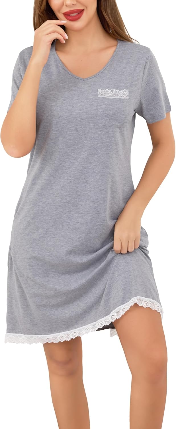 Women's Nightdress Short Sleeve Cotton Nightgowns Ecuador | Ubuy