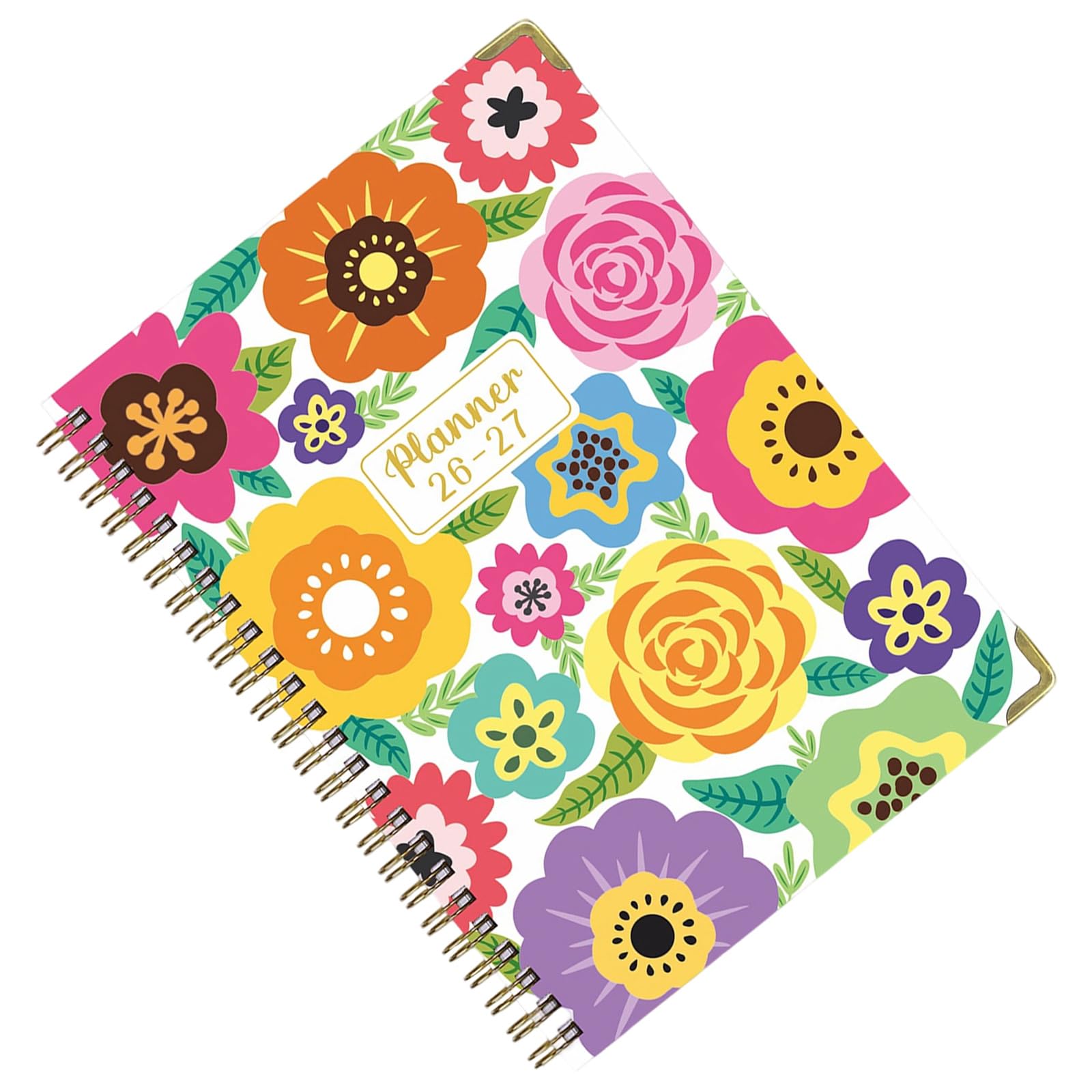 Akademischer Kalender Juli 2026 Juni 2027, monatlicher A5-Planer, Spiralheft mit dickem Papier und Monatsregister, PVC-Lesezeichen, Blumenmotiv für Büroplanung