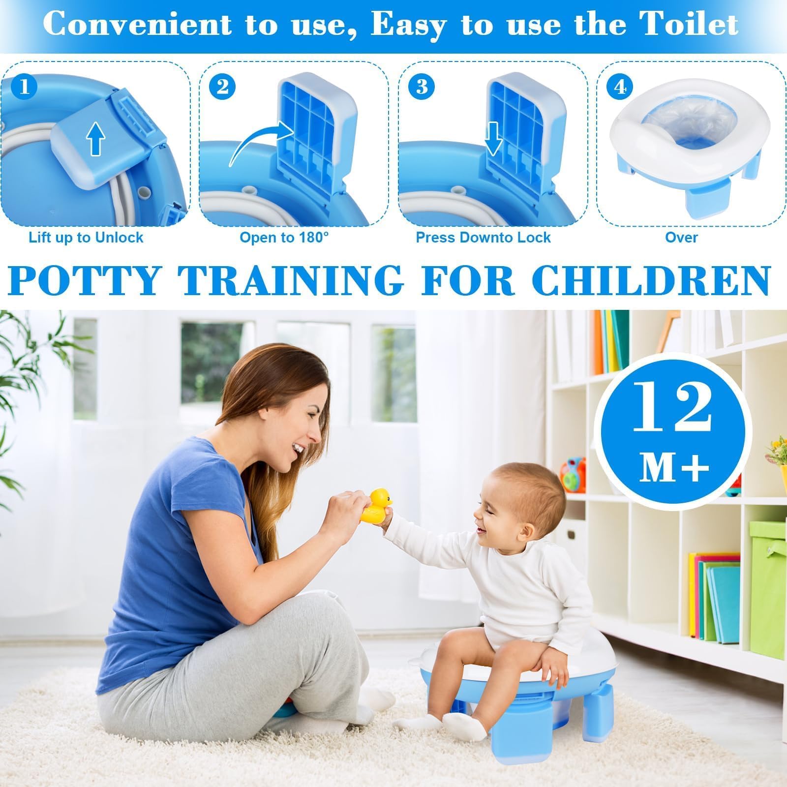 Siège de toilette pliable 3 en 1, pot de voyage antidérapant