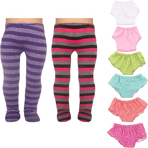 8 piezas de accesorios para muñecas americanas, leggings de rayas, pantalones de yoga, calzones y calzones para muñecas de 18 pulgadas