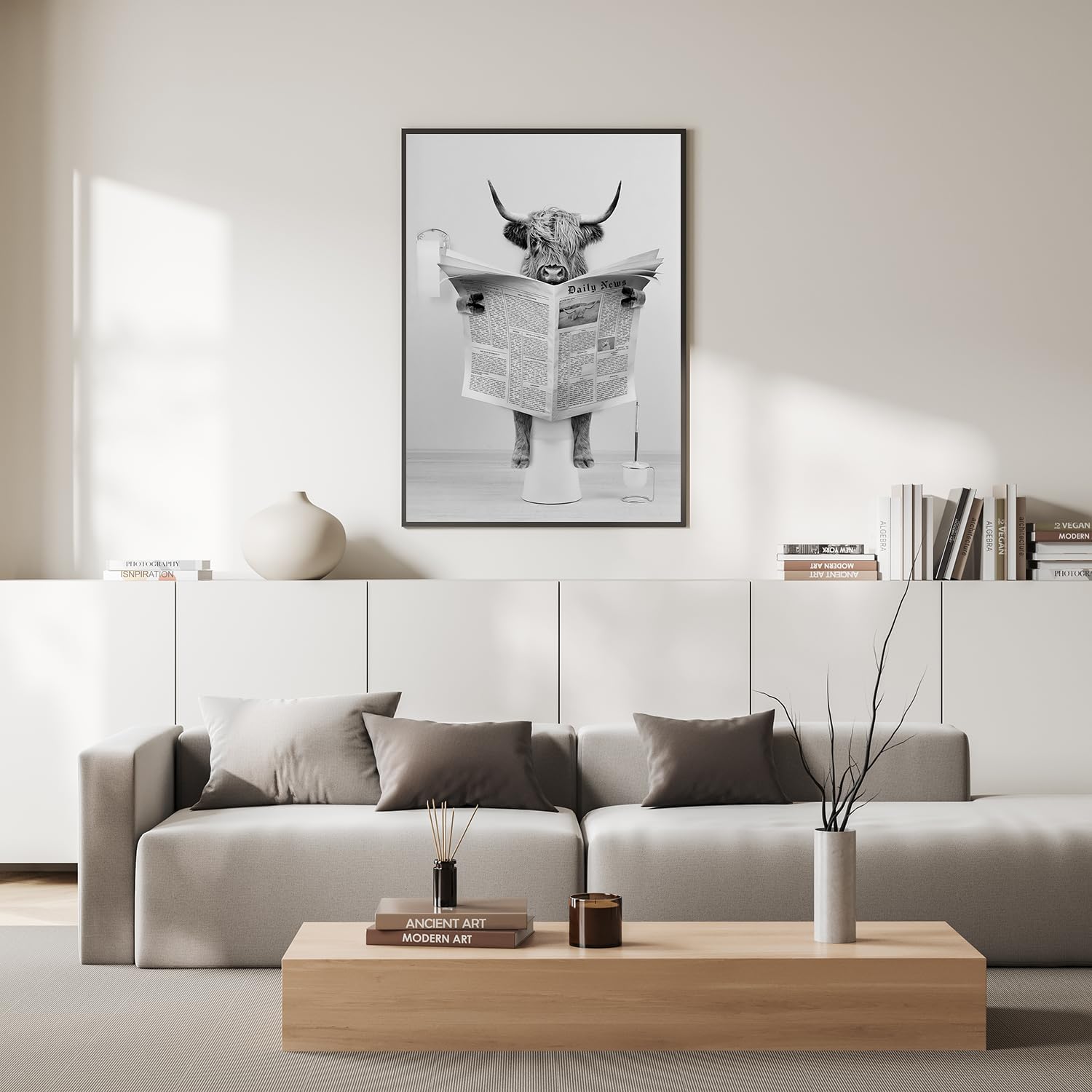 JNAOZI Bathroom Black and White Canvas Painting, Black White Vintage Canvas Pictures - Image 4