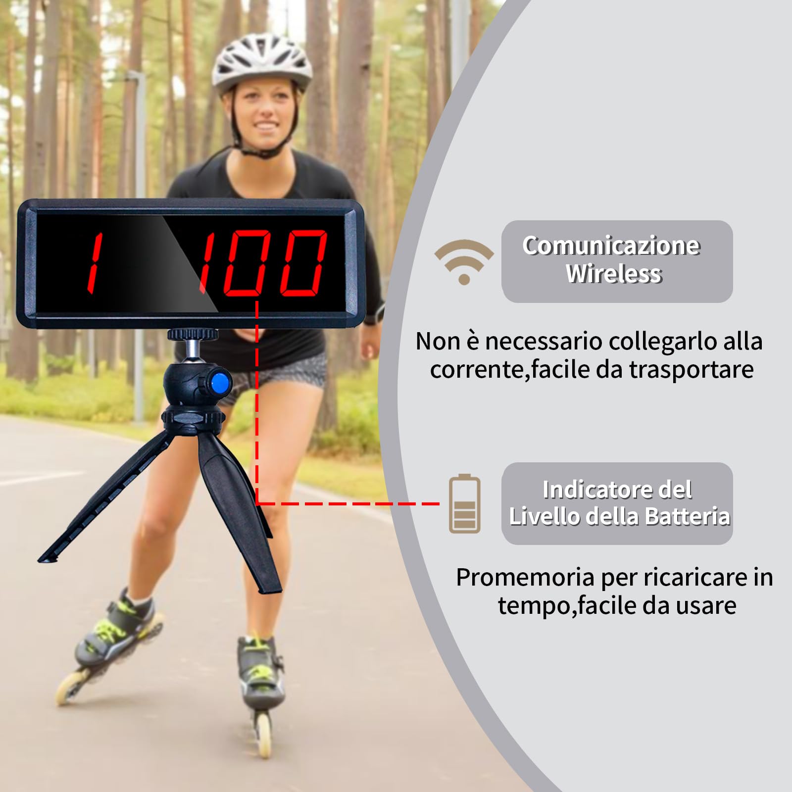 Wireless Laser Timer per Gli Sprint, Laser Sprint Timer System per pista 50 metri a spirale, Race Clock Stopwatch per la Corsa Velocità Tranning (1 Set)