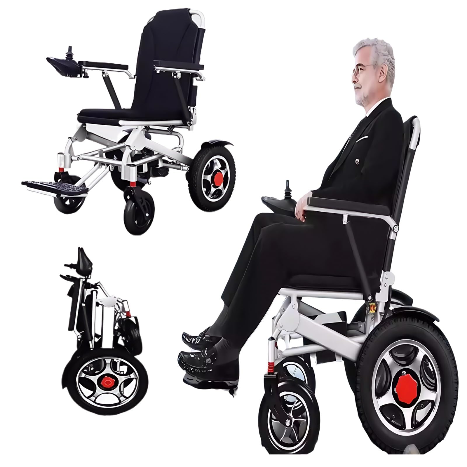 Patinete motorizado para personas mayores, silla de ruedas eléctrica ligera, silla de ruedas eléctrica plegable, diseño ultraligero, alta capacidad, fácil de transportar y almacenar