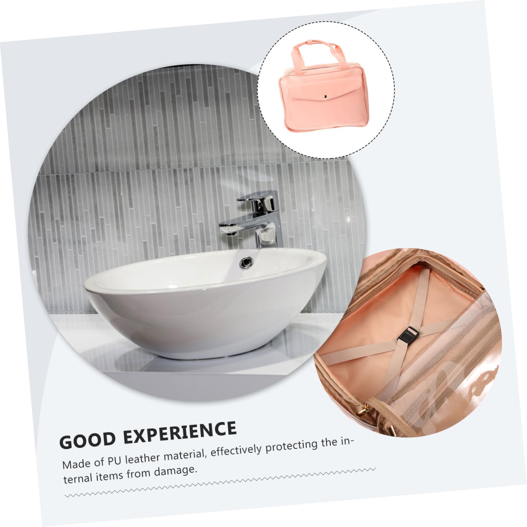 WOONEKY Borsa per Cosmetici Donna in Similpelle Organizer Cubo Scomparti Borsa da Viaggio per Articoli da Toeletta da Appendere Beauty Case