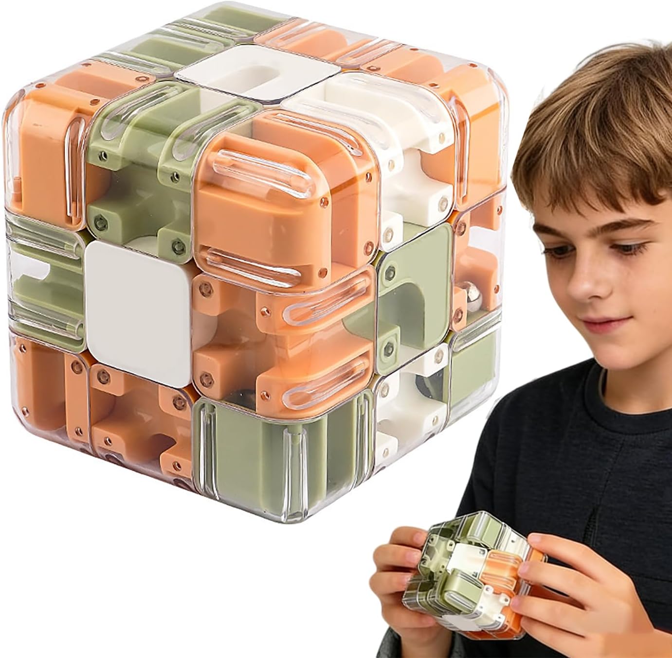 Large Rubik's Cube 3D Labyrinth Puzzle, 3D Labyrinth Cube, Rubik's Cube with Ball 8.5 cm Edge Length, Interactive, Educational, Relaxing and Stress-Relieving Game, 3D Labyrinth Puzzle Cube