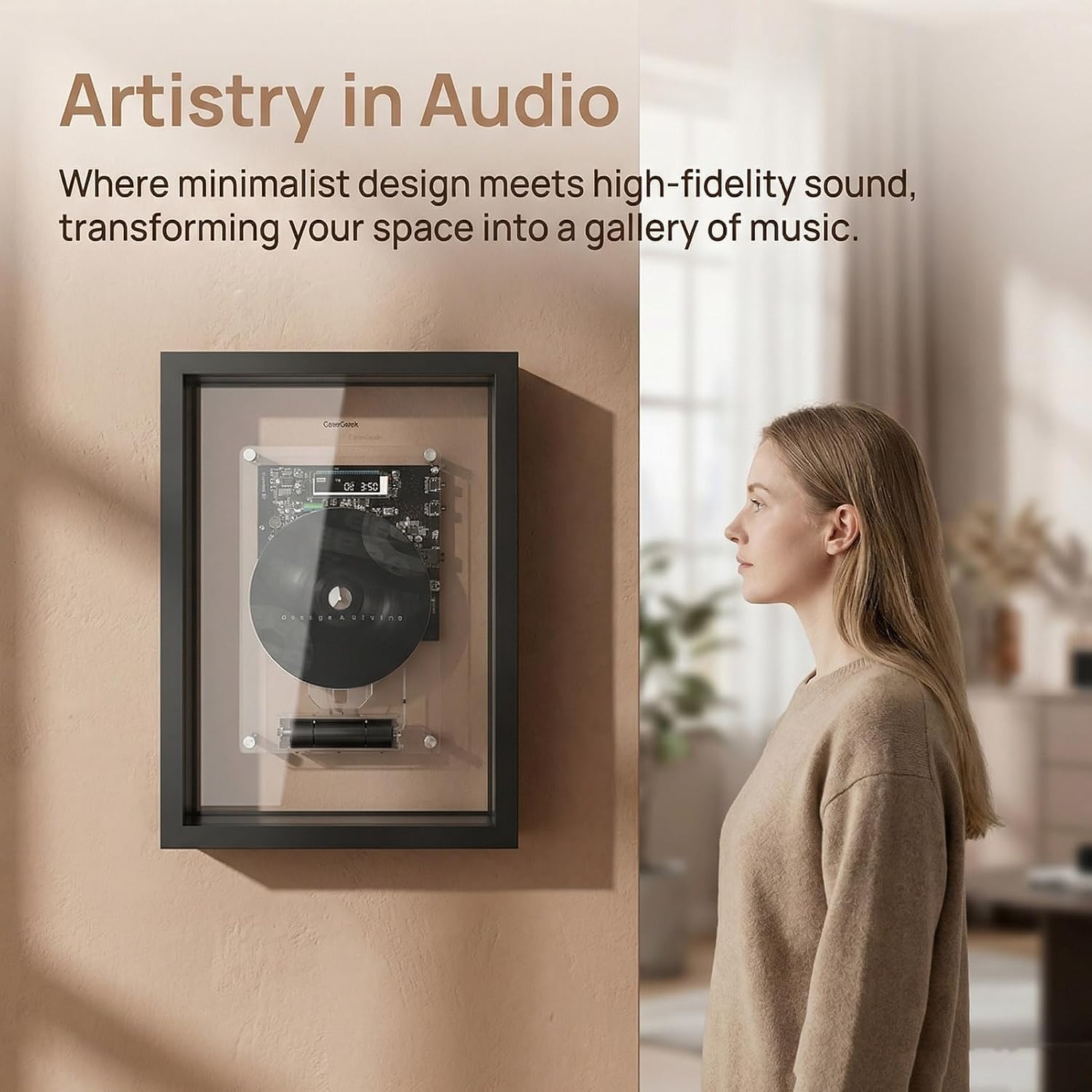 Lettore Cd A Cornice, Decorativo Da Parete Con Bluetooth 5.0, Telecomando, Uscita Aux Da 3,5 Mm, Lettore Audio Cd Senza Altoparlanti Per La Decorazione Di Casa, Ufficio E Corridoio. White