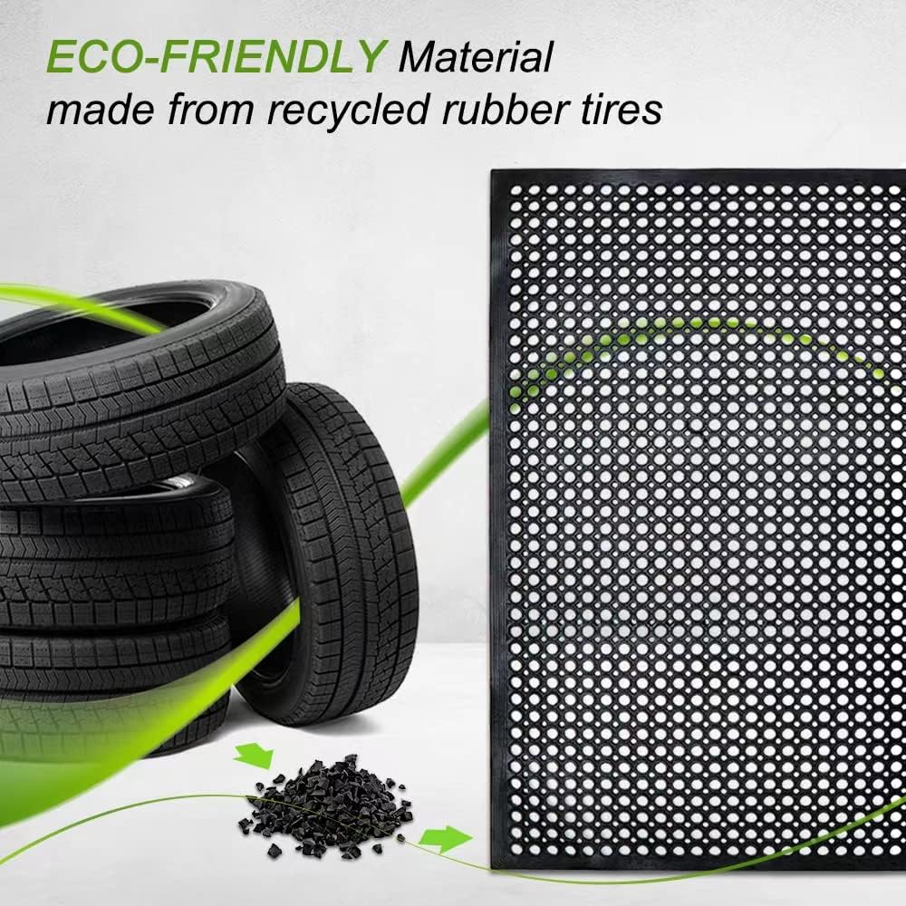 Anti-Fatigue Rubber Floor Mat - NANBOWANG Commercial Grade Grease Resistant Non-Slip Recycle Tyre Floor Mats for Restaurant Kitchen Bar Garden Outdoor Wet Area (40"X80") - Image 8