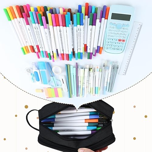 Miniatura 5 de Homecube Bolsa de almacenamiento de tela Oxford, soporte para bolígrafos, bolsa de maquillaje, organizador de papelería, bolsa para lápices con