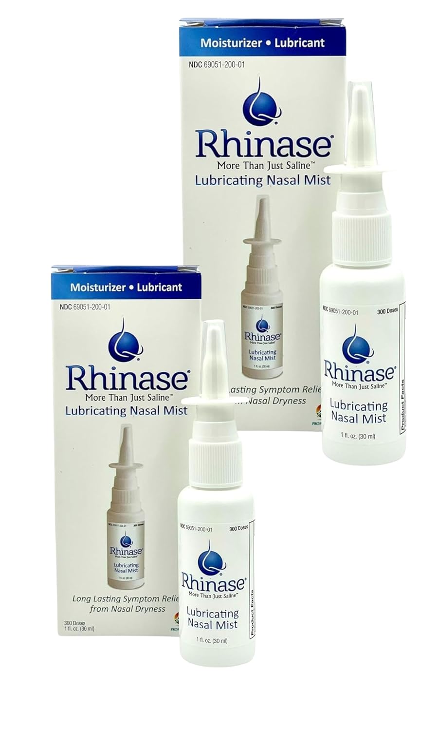 Rhinase Nasal Mist Duo Pack (2x1 oz) - Aloe & Fragrance-Free Saline Solution for Dry Nose, Allergy Relief, and Nosebleed Prevention