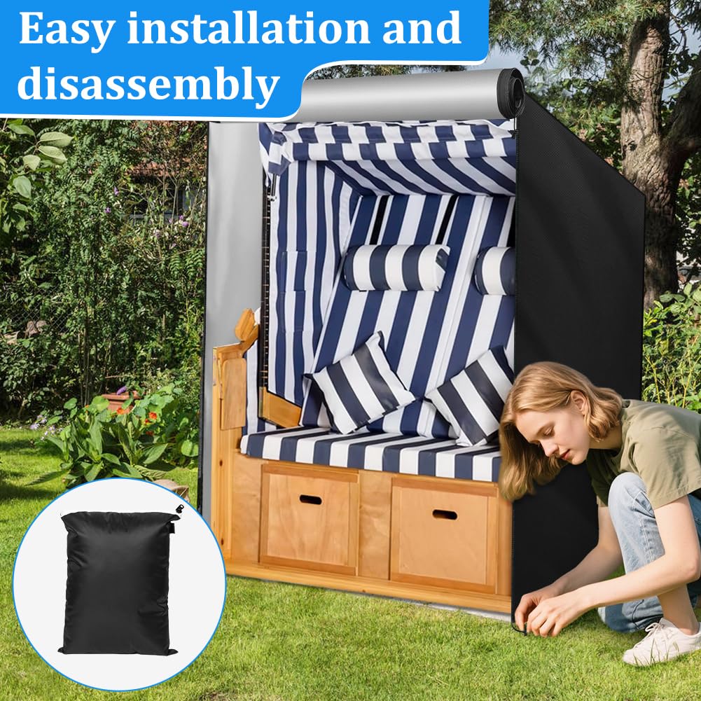 OFFCUP Strandkorb Schutzhülle 210d Oxford Strandkorbhülle mit Belüftungsöffnungen Strandkorb Abdeckung mit Kordelzug, Wasserdicht Wetterfest Winddicht und UV-Beständig Schwerlast(120x90x160/140cm)