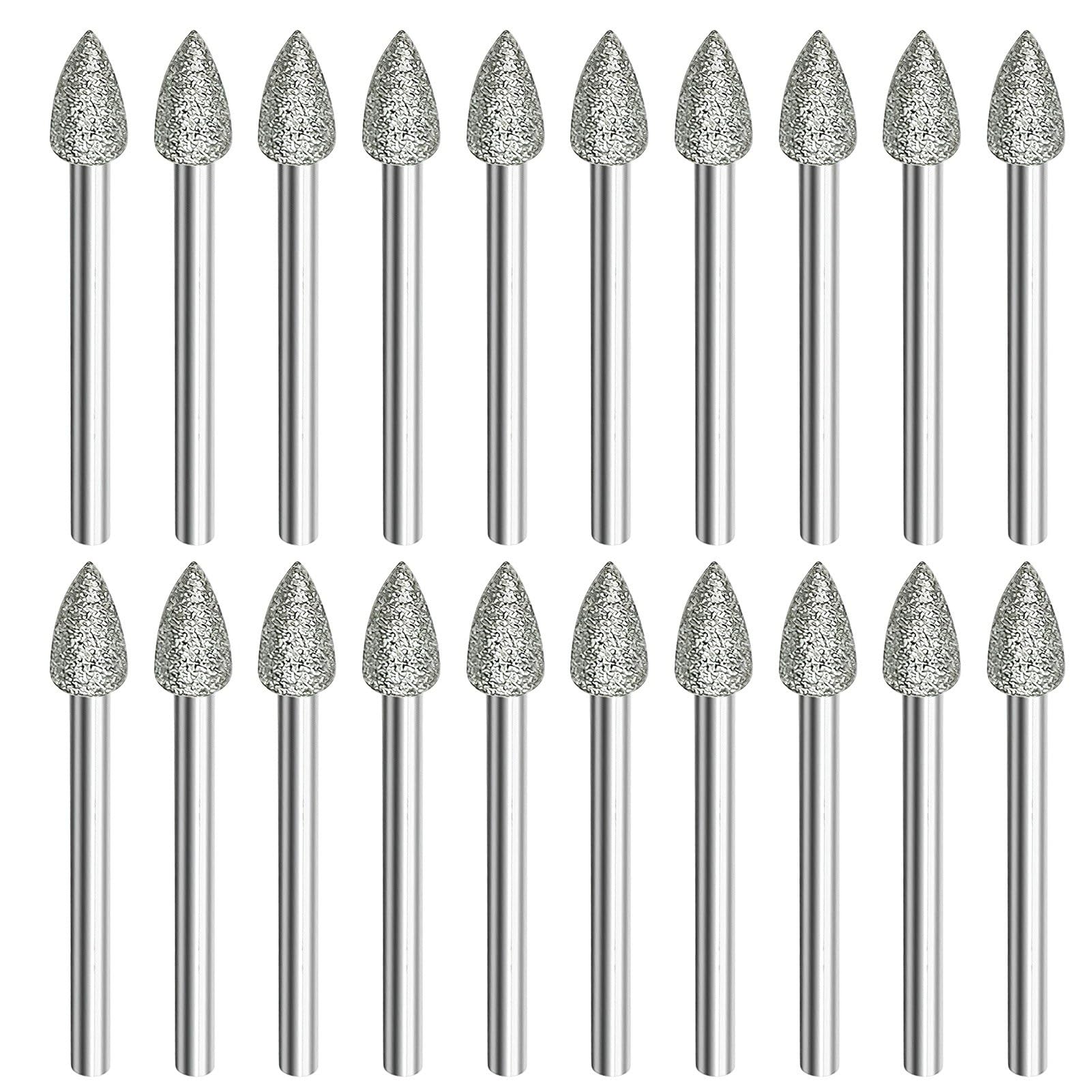Set di 20 frese diamantate per utensili rotanti Dremel, accessori per pietra, vetro, ceramica, levigatura, lucidatura