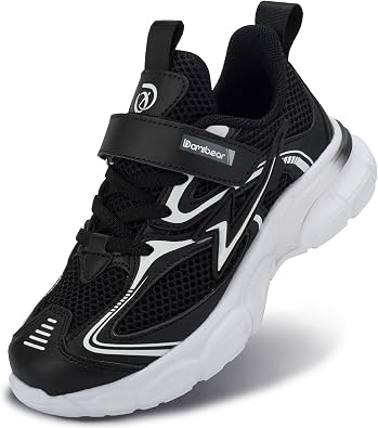 Kids Sneakers for Boys Girls Mesh Breathable Running Shoes Hook and Loop Lightweight Athletic Casual Shoes