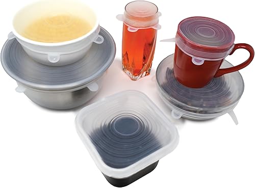 Miniatura 4 de Norpro Juego de 6 tapas de silicona reutilizables aptas para alimentos, se adapta a aberturas de 2.5 a 11 pulgadas