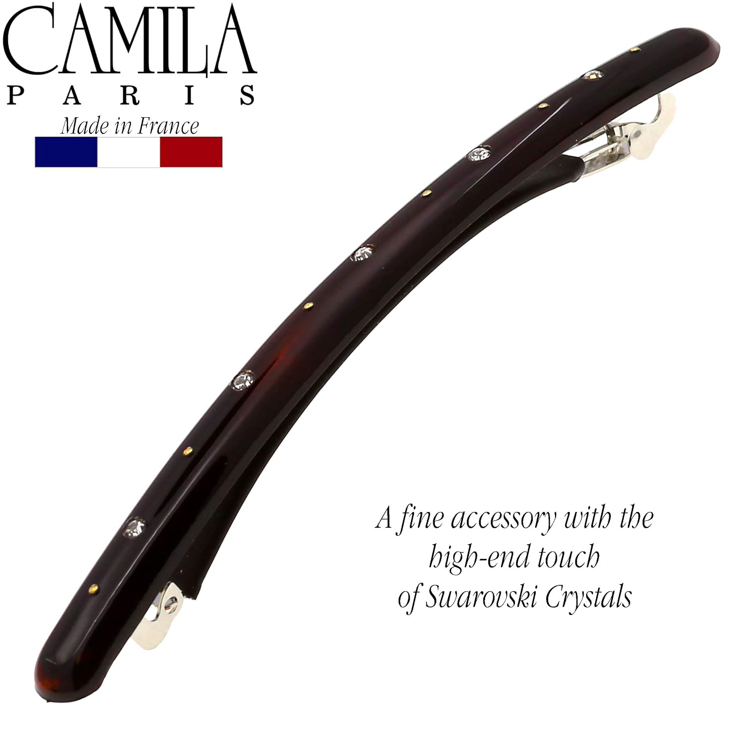 Camila Paris CP2849 French Hair Barrette Large Tortoise Shell, Long Skinny Strong Hold Grip Hair Clips for Women, Thin Rubberized Automatic Clasp No Slip Styling Girls Hair Accessories, Made in France image 5
