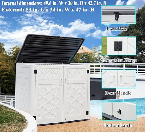 Miniatura 2 de ADDOK 2SG - Cobertizo de almacenamiento horizontal más grande resistente a la intemperie, armario de almacenamiento al aire libre de 4.4 x 2.8 pies,