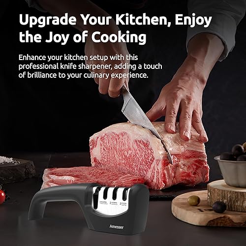 Miniatura 5 de Amesser Afiladores de cuchillos, afilador de cuchillas 4 en 1 y afilador de tijeras, afiladores de cuchillos profesionales para cuchillos de cocina,