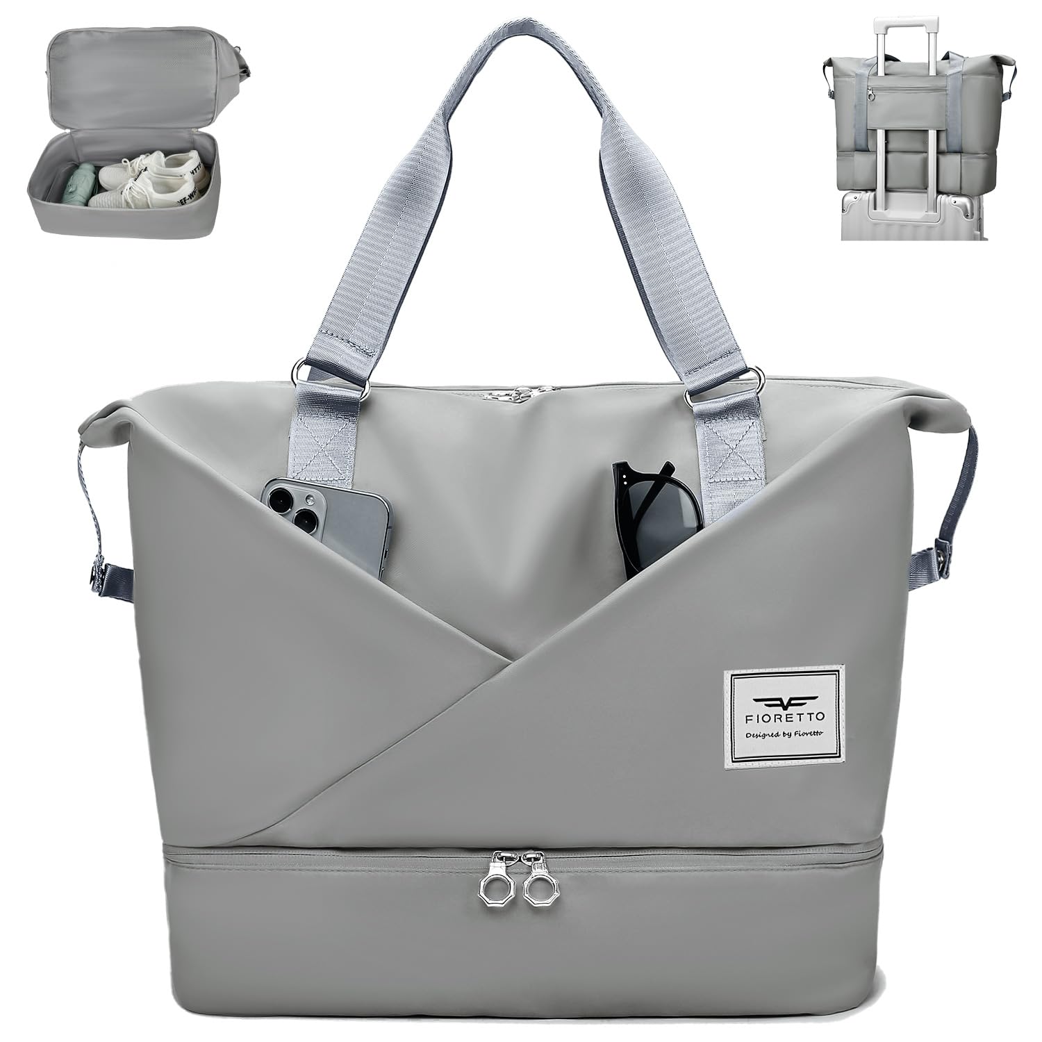 GSG SINCE 1998 Sports Gym Bag Womens Travel Bag with Shoes Compartment & Wet Pocket, Weekend Overnight Duffle Hospital Bag Carry On Holdall for Travel Swimming