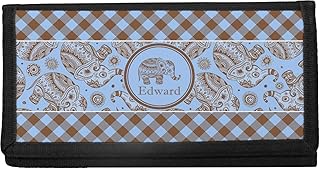 Gingham & Elephants Canvas Checkbook Cover (Personalized)