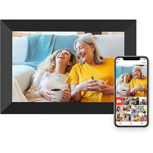 Digital Picture Frame WiFi 10.1 Inch Smart Digital Photo Frame with 1280x800 IPS HD Touch Screen, Auto-Rotate and Slideshow, Easy Setup to Share Photos or Videos Remotely via App from Anywhere