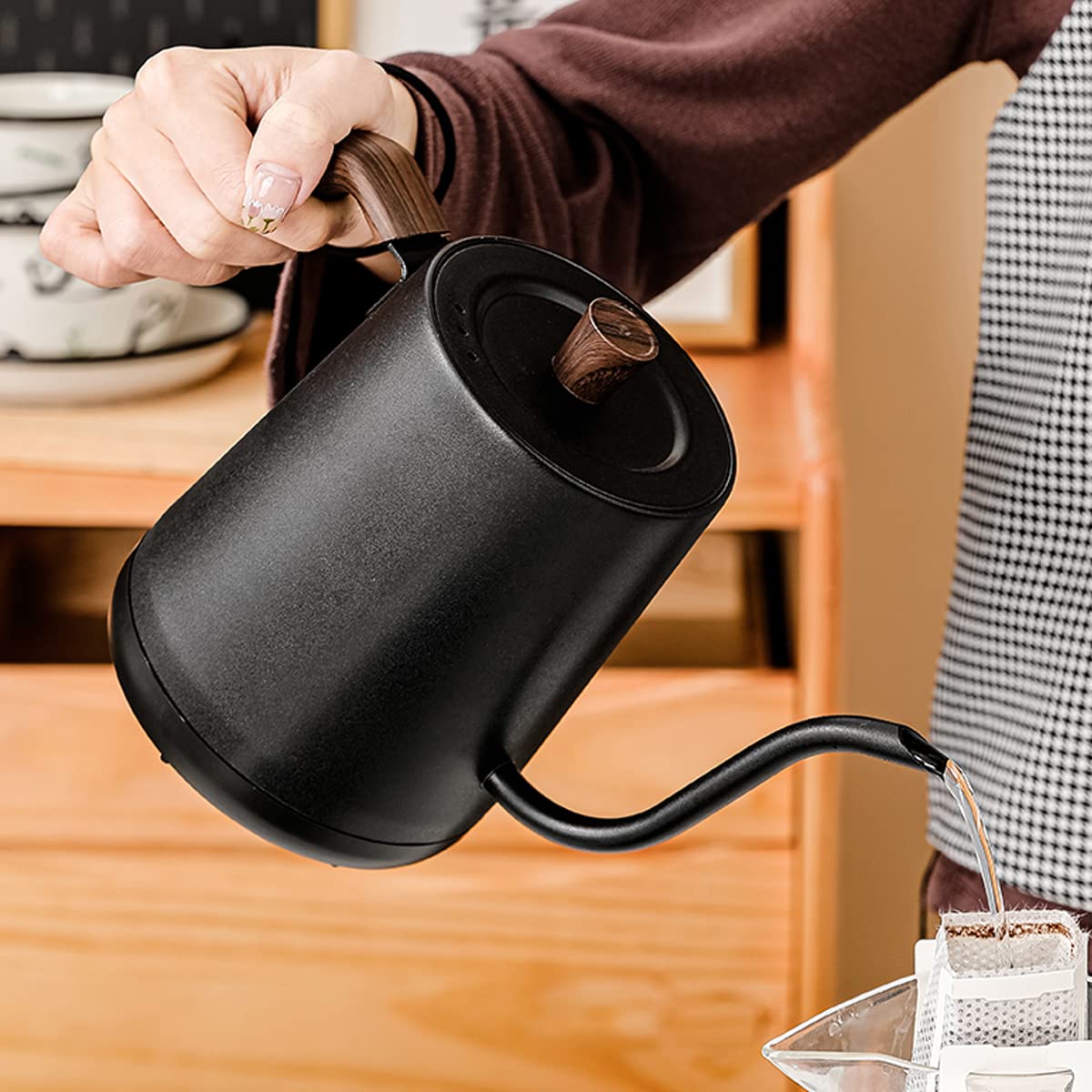 Electric Gooseneck Thermostatic Kettle Adjustable Digital Temperature Control with 4 Mins Fast Water Boiler for Coffee Brewing,Anti-Dry Boil Protection,110V US Plug 800ML,27oz for Home Hotel or CafÃ©