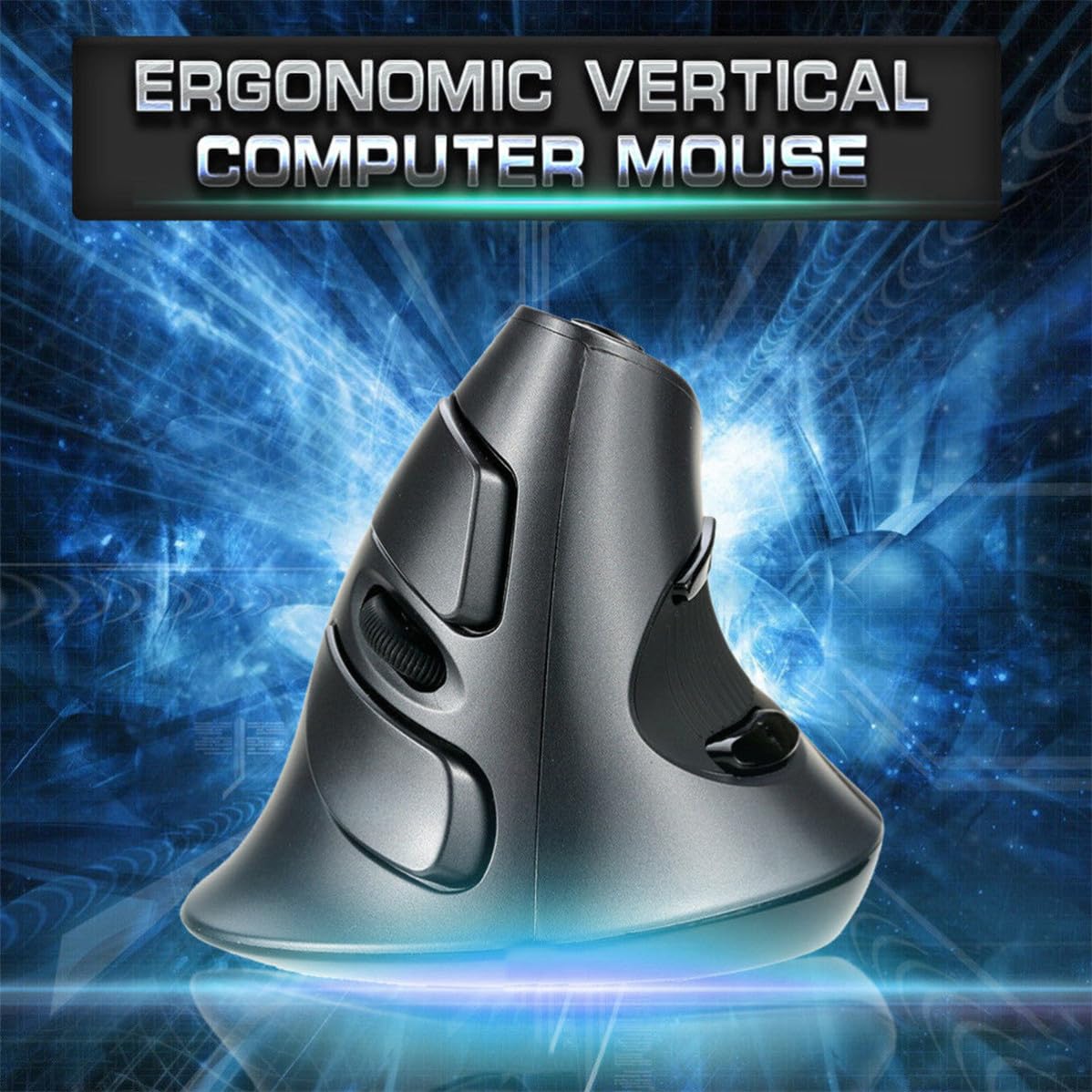 SHINEOFI Mouse Verticale Wireless Ergonomico M618 Sensore Avanzato 1600 Dpi, Design Scientifico Ergonomico in Abs per Laptop e Desktop Nero