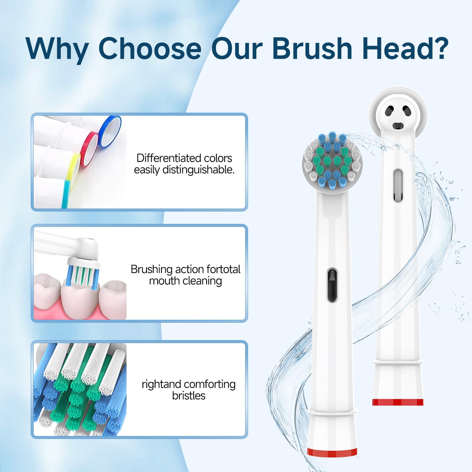 Cabezales de cepillo de dientes eléctricos para Oral-B Pro Precision Clean, forma de X, cerdas anguladas, paquete de 12, color blanco