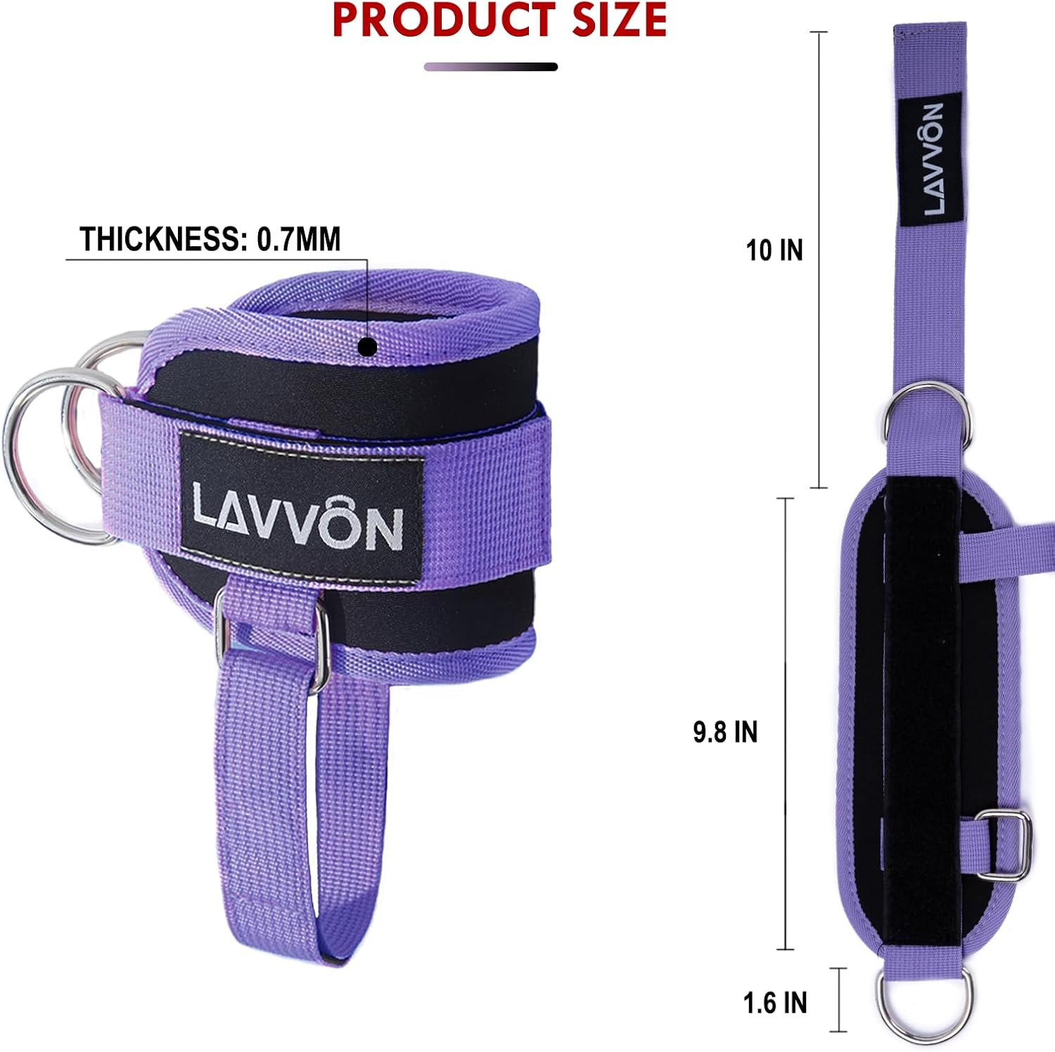 Ankle Straps for Cable Machines Kickbacks - Glute Workout Cuffs Padded