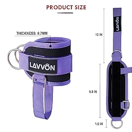 LAVVON Ankle Straps for Cable Machines Kickbacks - Adjustable Comfort Ankle Cable Attachments for Gym Ankle Cuff Cable Machine Glute Kickback Straps - Leg Extensions, Curls & Ankle Cuffs Women