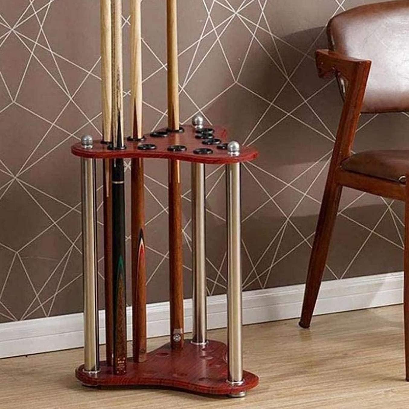 Cue Racks Pool Cue Rack Wood Freestanding Pool Cues Racks Triangle 12 Holes Family Club Billiard Room Billiard Billiards Accessories WEWYQSJXBXF-211222(Size:34 * 60cm)