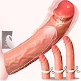 Vibrating Penis Sleeve, Trim-to-fit Liquid Silicone Realistic Cock Sleeve Ring, Couples Male Adult Sex Toys for Men Women,Remote Control Penis Extender Enlarger Dildo Vibrator,Girth Enhancer Extension