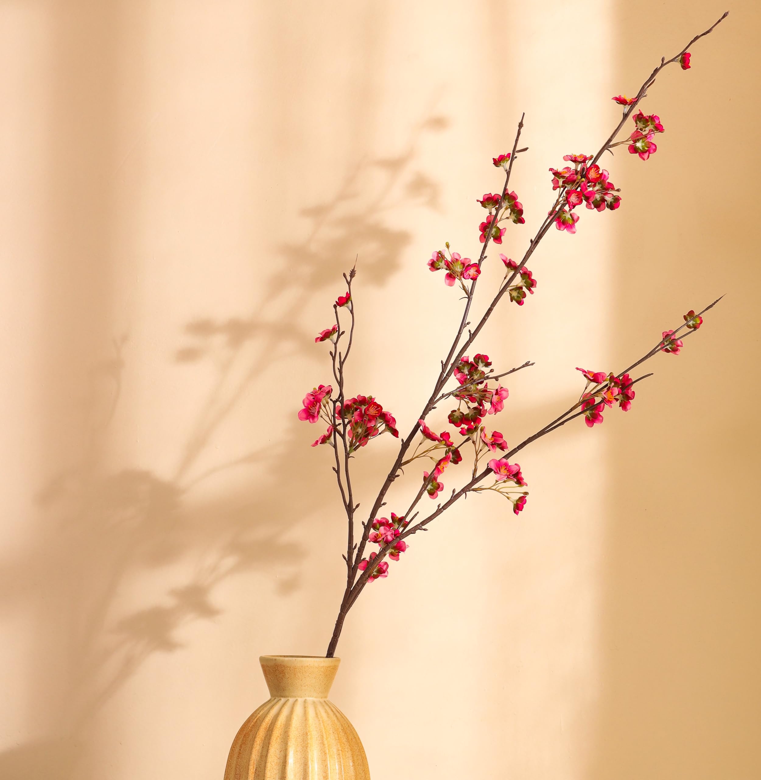 Artificial Large Cherry Blossom Flower Stick, 4 feet (Dark Pink)-image-28