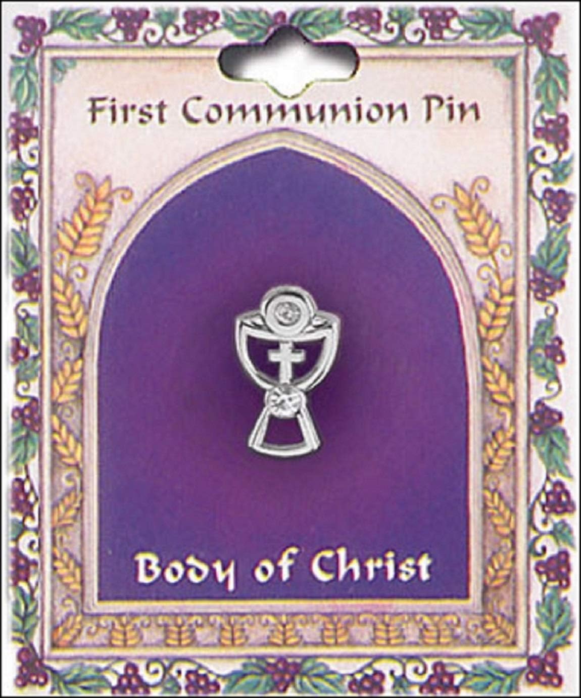 1st Communion Pin Chalice Holy Communion Gift Boys Girls Crystal stones