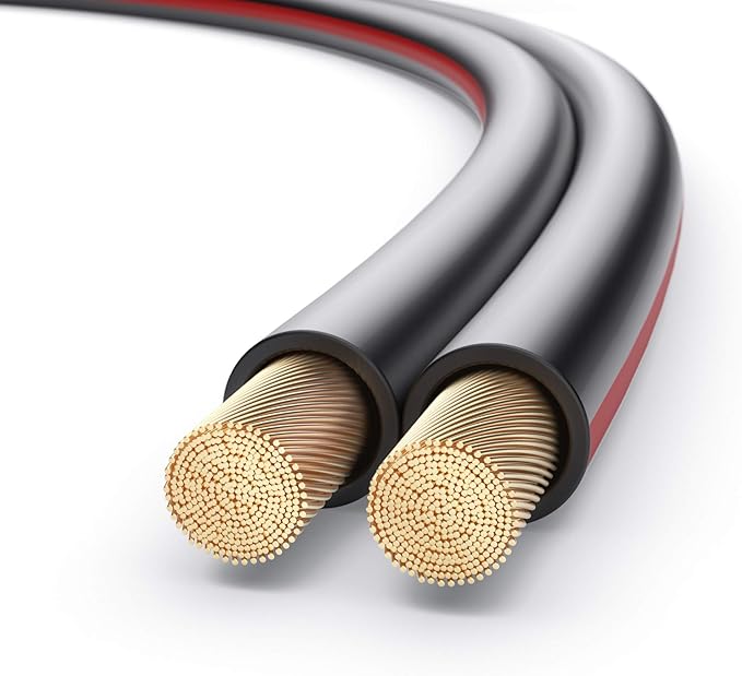 PureLink SP062-010 Câble d'enceinte 2x2,5 mm² (99,9% de cuivre OFC, Fil toronné de 0,20 mm) Câble d'enceinte Hi-FI, 10 m, Noir