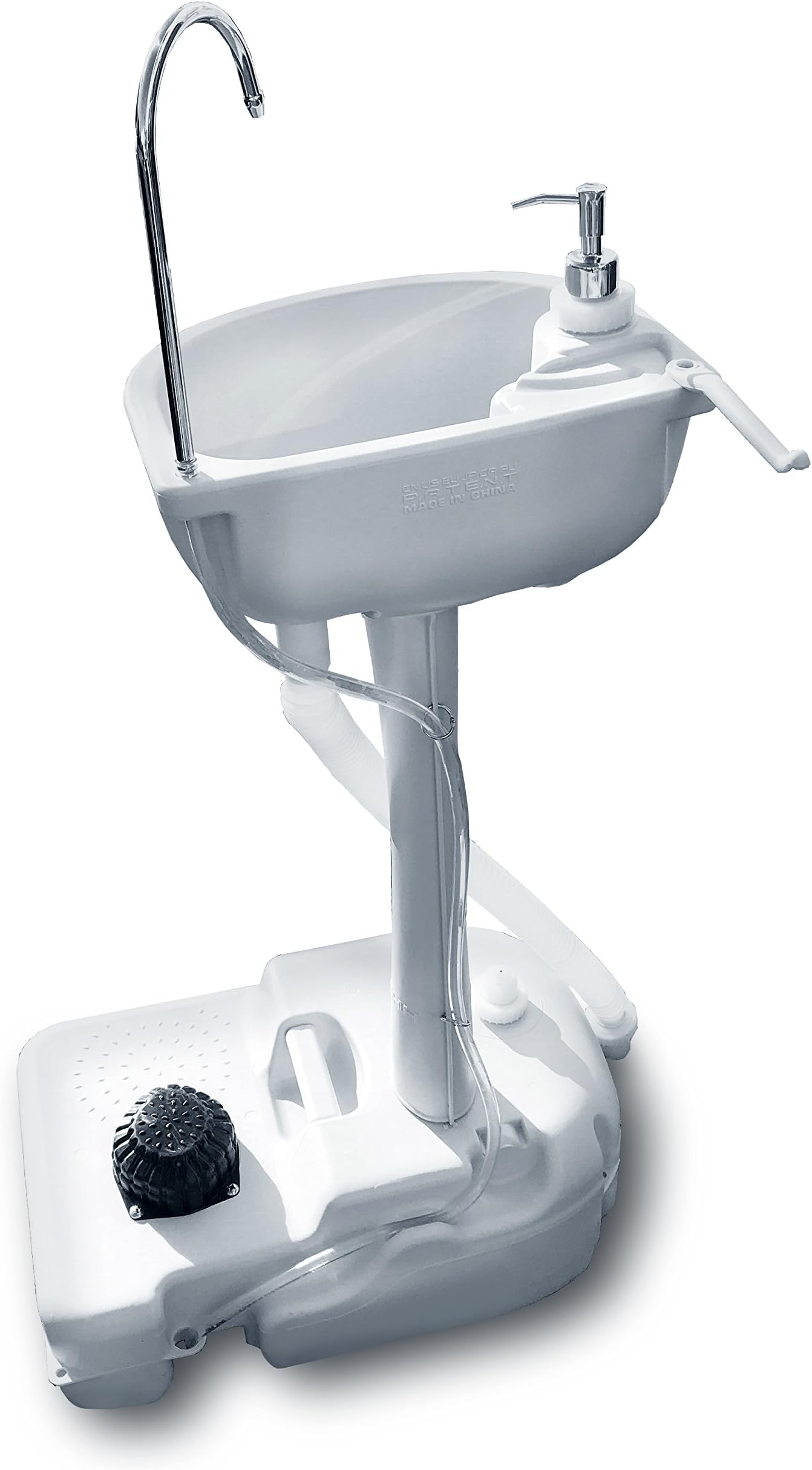 Portable Outdoor White Basin Wash Sink with 19L Water Capacity, Rolling Wheels, Towel Holder, and Soap Dispenser for Camping, Travel, RVs, Fishing, Adventure, Worksite, Events, Gatherings & Gardening