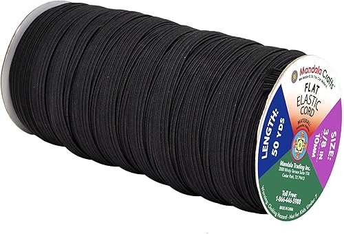 Miniatura 308 de Mandala Crafts - Rollo de cordón elástico plano para costura y manualidades Beige